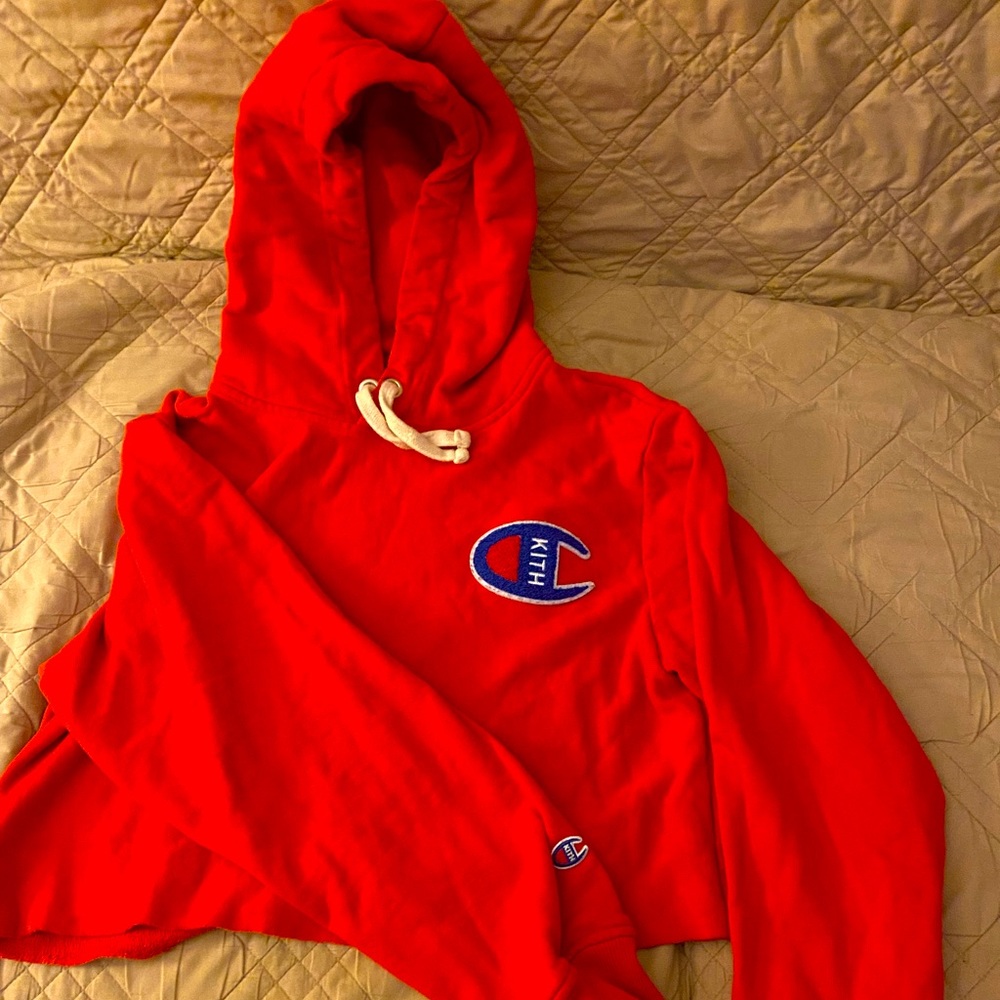 Champion x Kith red cropped Sweatshirt —Medium